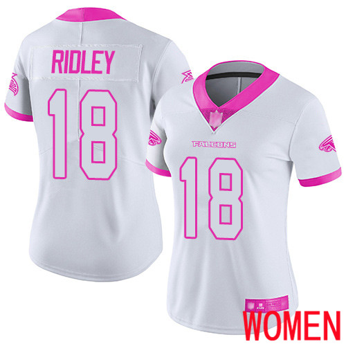 Atlanta Falcons Limited White Pink Women Calvin Ridley Jersey NFL Football #18 Rush Fashion
